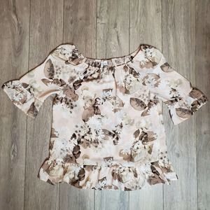 Elle flowy boho floral off shoulder top sz small